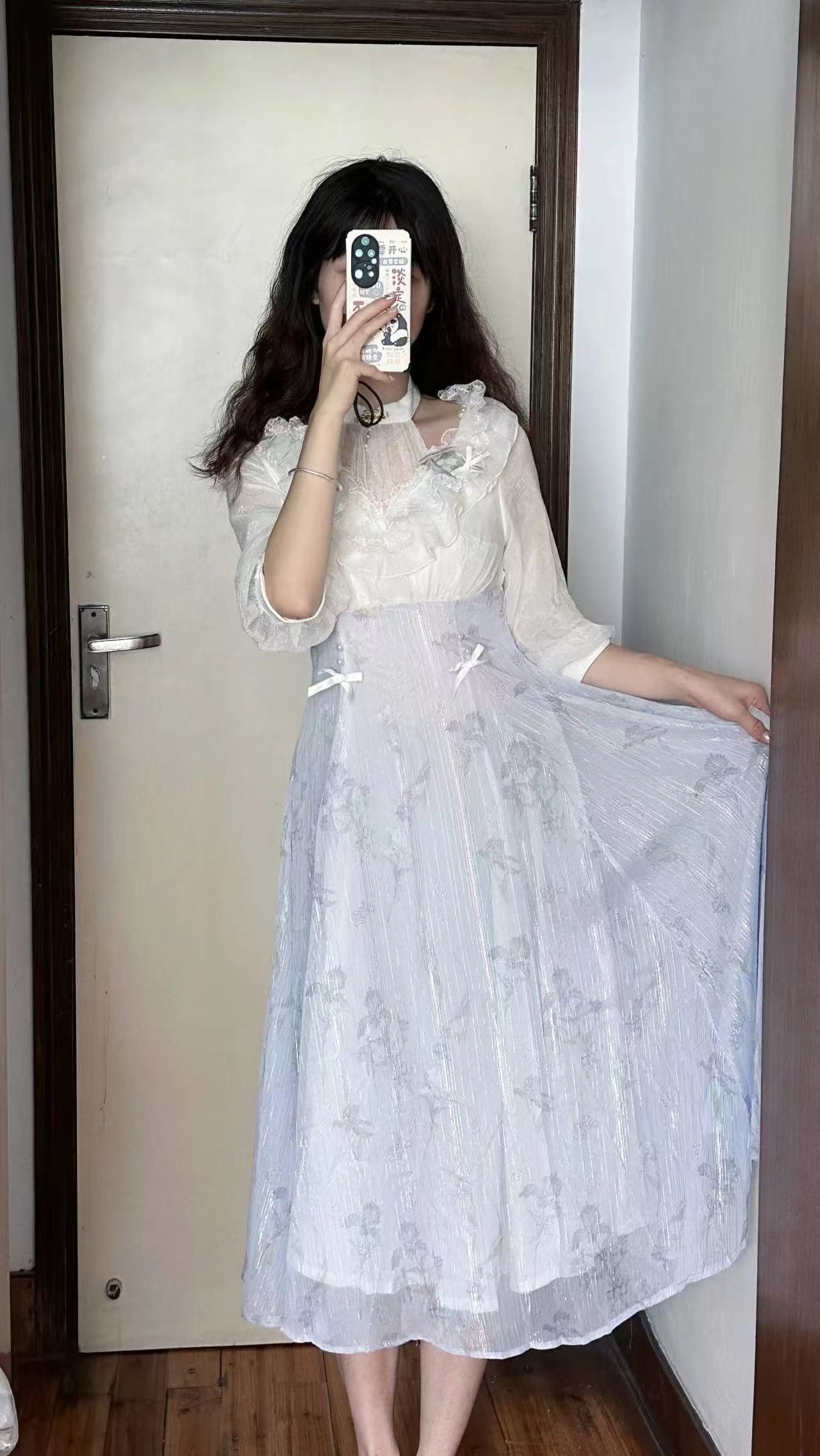 French Vintage Floral Midi Dress - Женское Цветочное Платье Лолита в Корейском