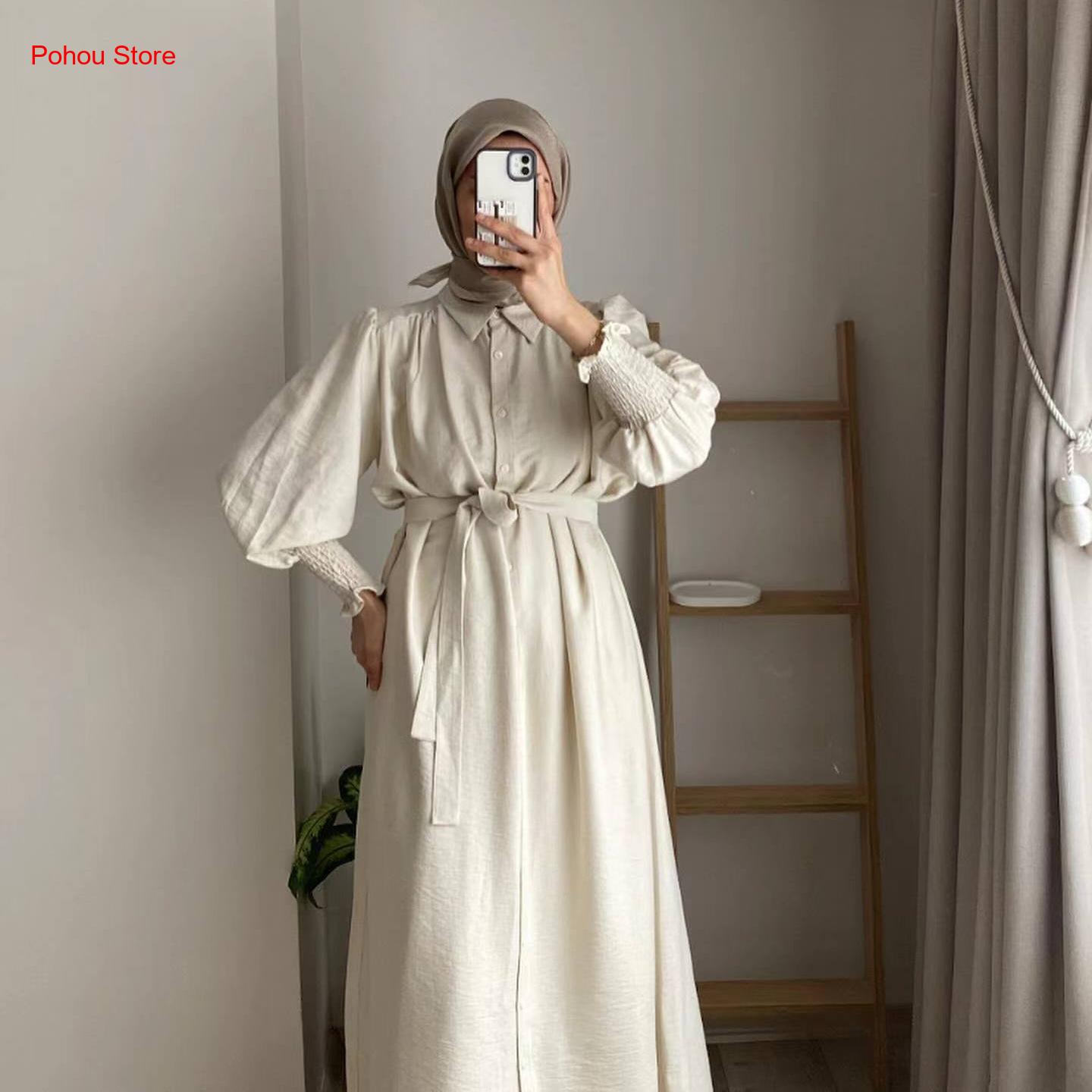 Korean Style A Line Shirt Dress - Платье-рубашка в корейском стиле, женское, с