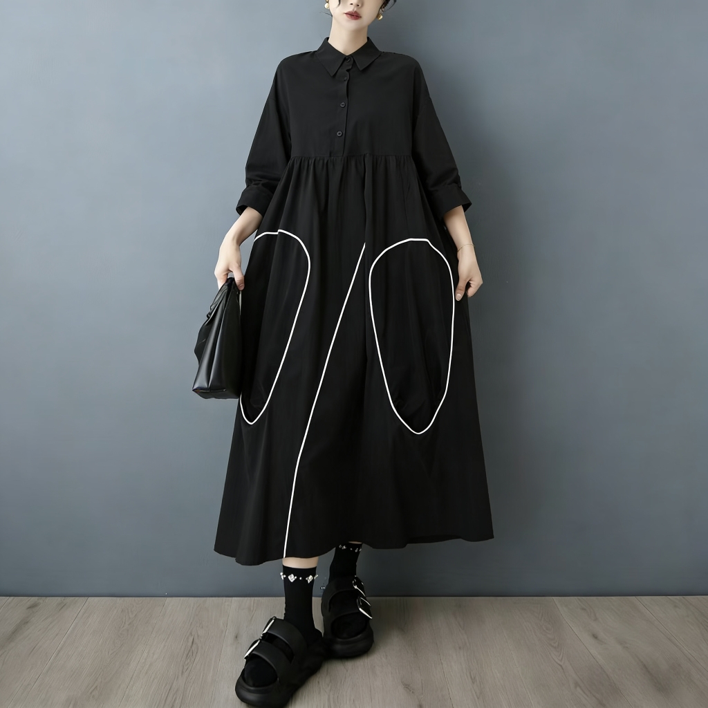 Korean Style A Line Shirt Dress - Новое платье-рубашка SuperAen на весну и