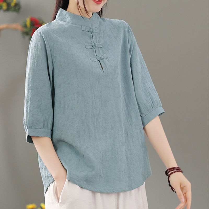 Blouses - Женская блузка-пуловер с круглым вырезом, стандартной