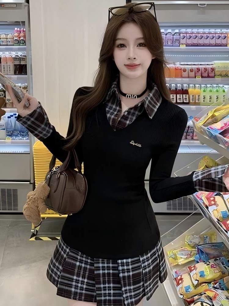 Korean Style A Line Shirt Dress - Платье-рубашка в корейском стиле, приталенное, с