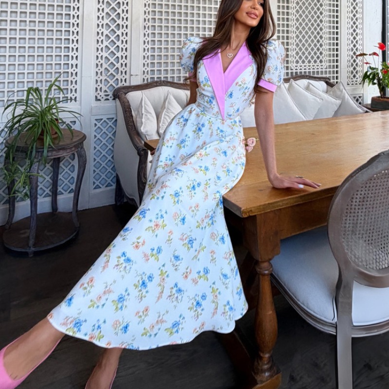 French Vintage Floral Midi Dress - Элегантное летнее платье-миди 2026 с цветочным