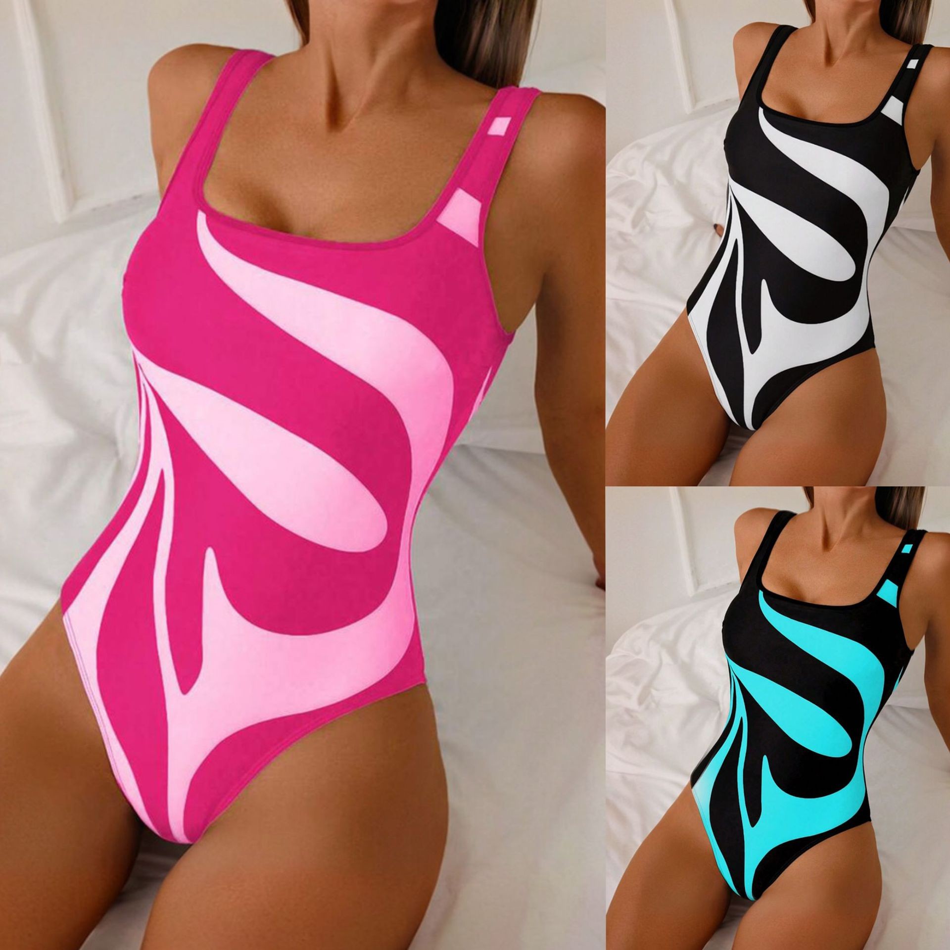 Swimwear - Женский танкини с абстрактным принтом, бикини