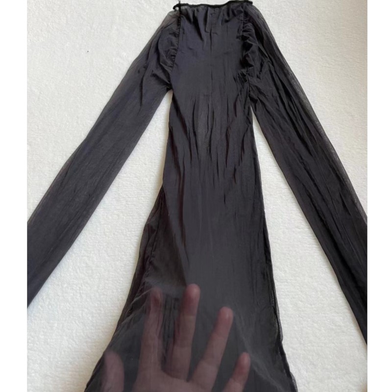 Sexy Mesh Sheer Bodycon Dress - Прозрачное гладкое сексуальное боди-платье из эластичной