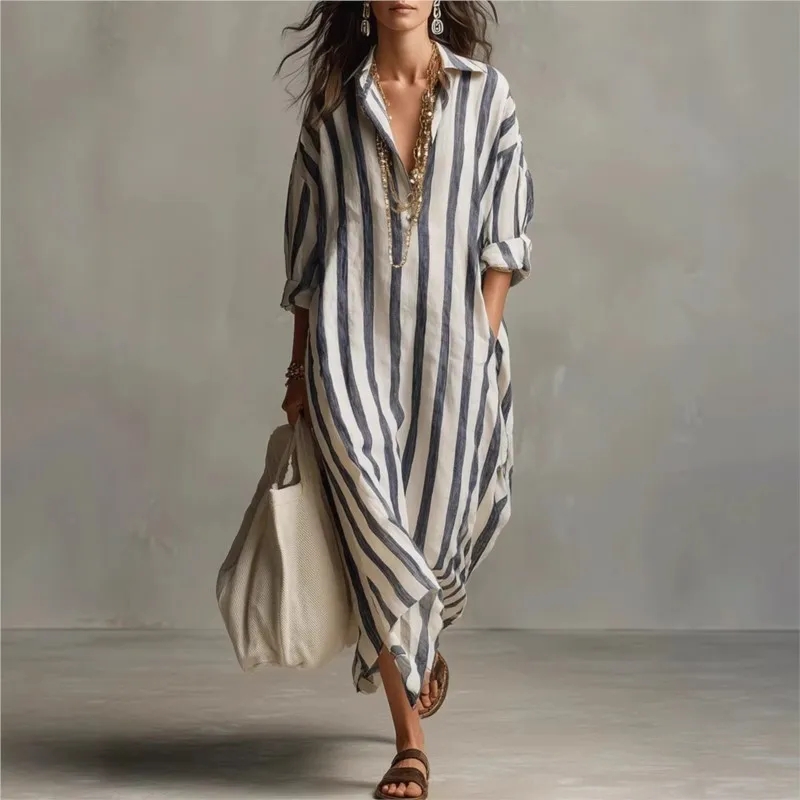 Элегантное льняное платье с от – обзор и цена Casual Loose Linen Shirt Dress